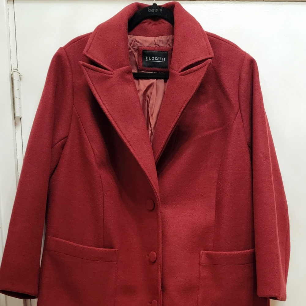 Eloquii Women's Coat, Wine-Sz. 18-20